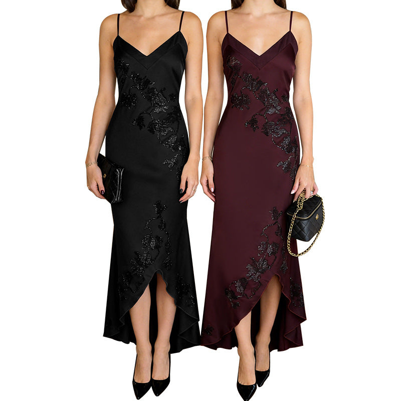 Summer Heart-shaped Bright Elastic Rhinestone Slim Dress