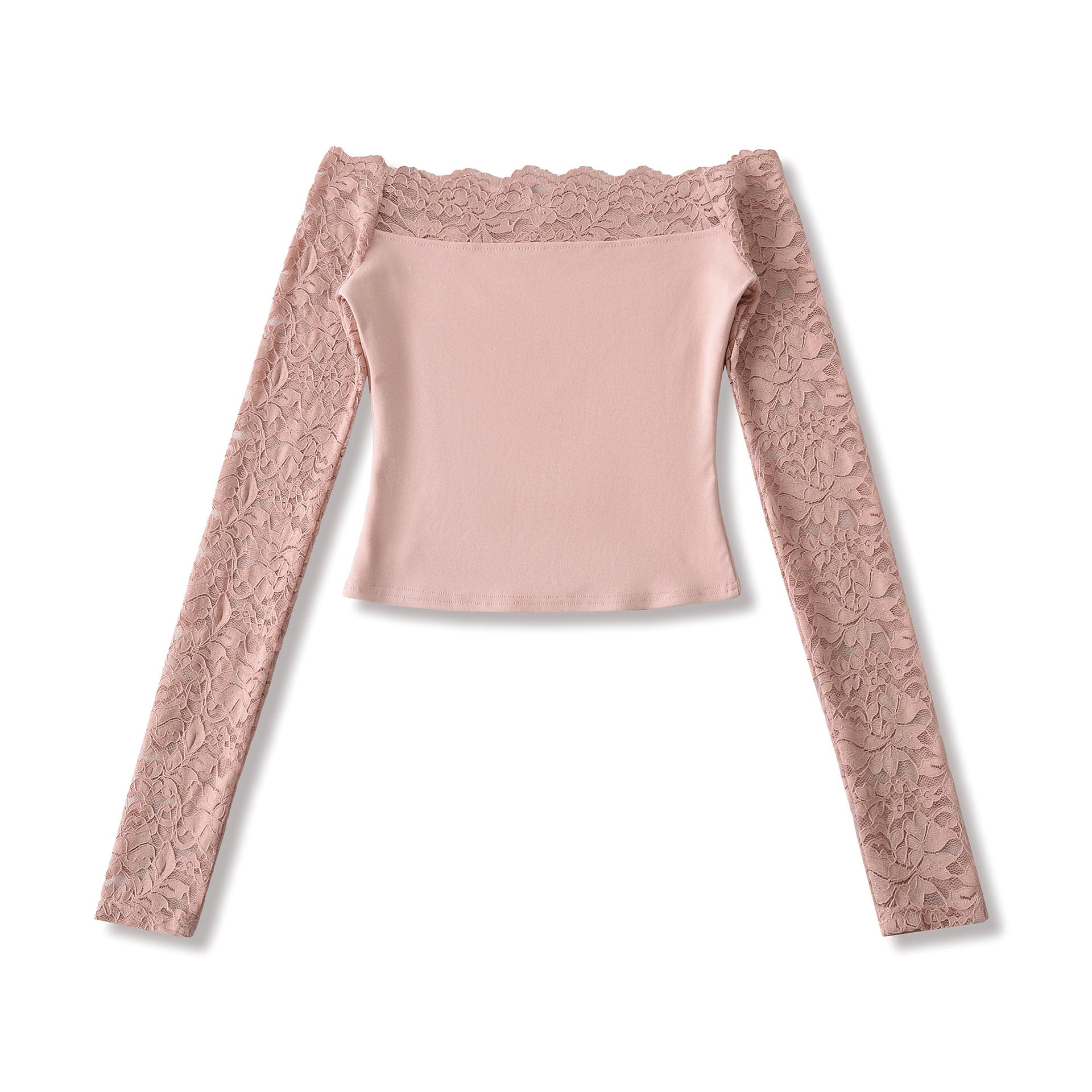 Classy Stylish Women's Lace Stitching Long-sleeved Women's T-shirt