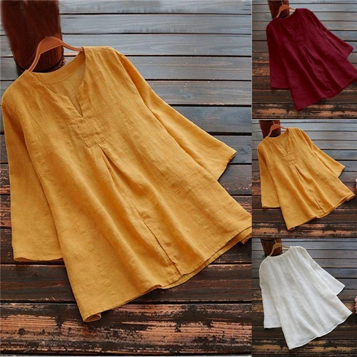Women's Three-quarter Sleeve Solid Color Large Casual Tops