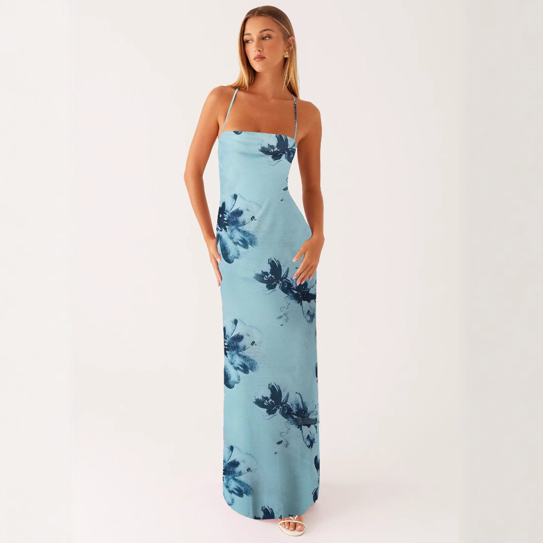 Women's Summer Sleeveless Tied Slim Fit Hip Spaghetti Dress