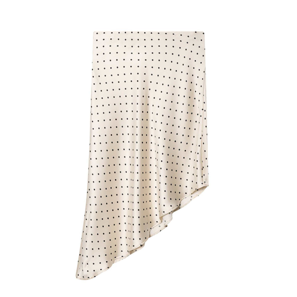 Women's Texture Asymmetric Polka Dot Silk Satin Fashion Picture Skirts