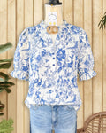 Women's French Style Temperament Wooden Ear Collar Slimming Solid Color Puff Blouse