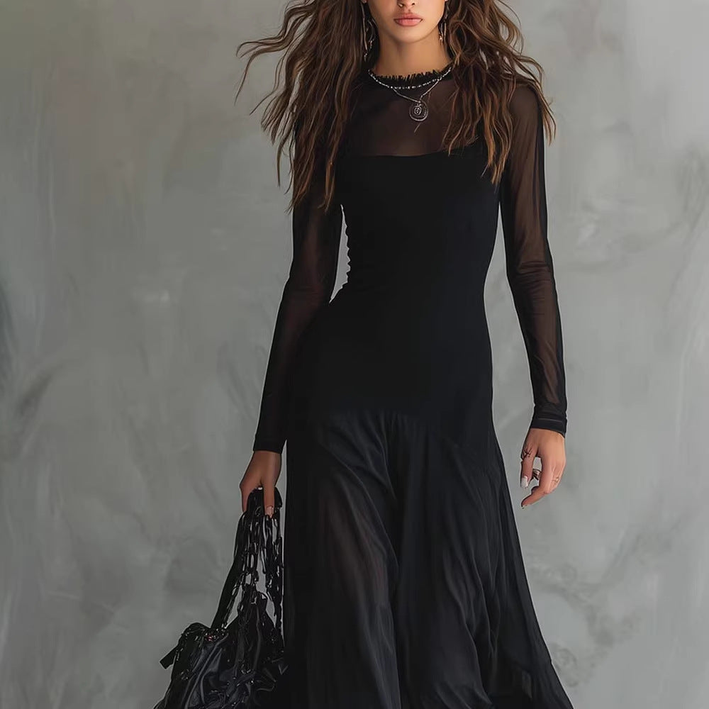 Beautiful Women's Sexy Elegant Mesh Stitching Dress