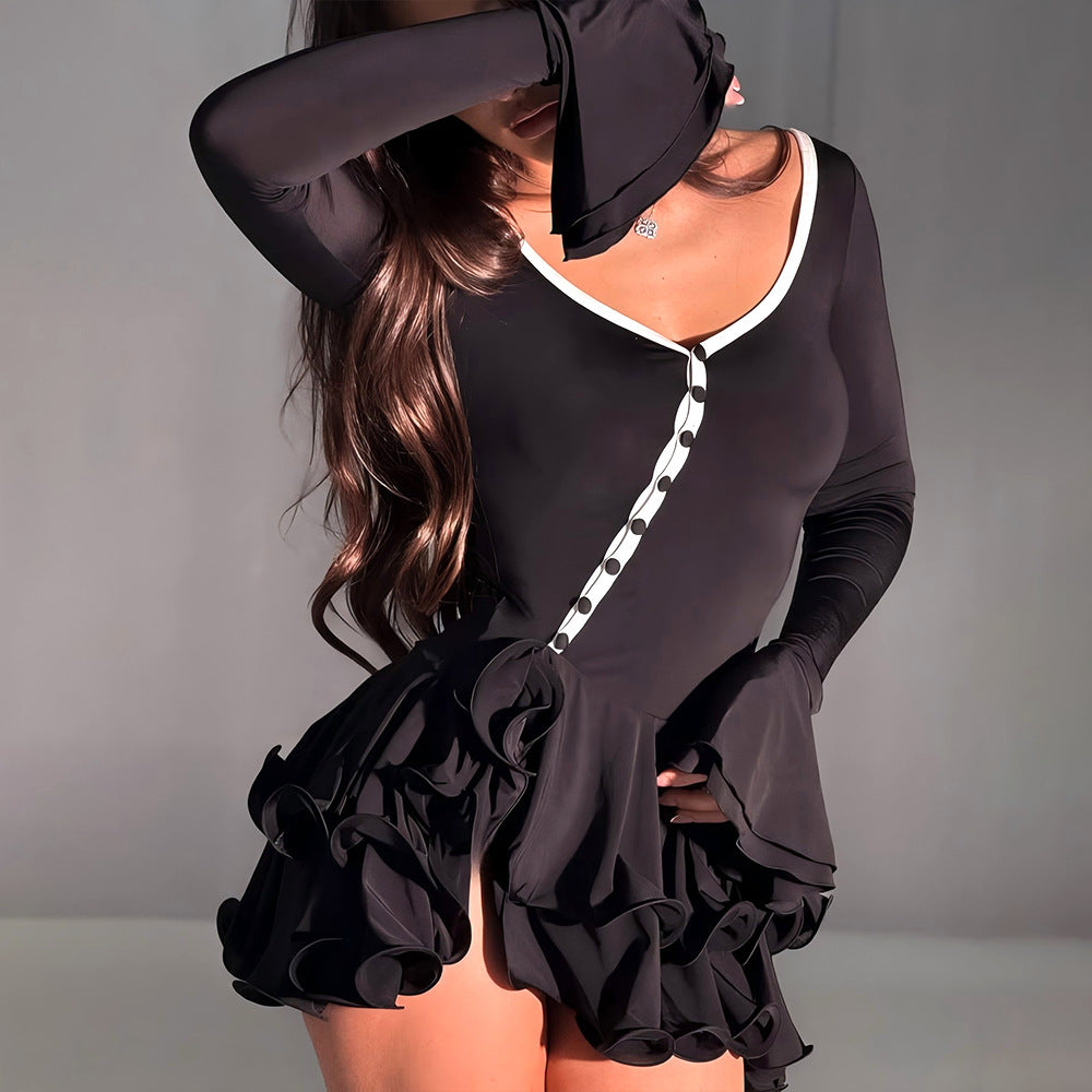 Women's Summer Bell Sleeve Low-cut Sexy Hot Dress