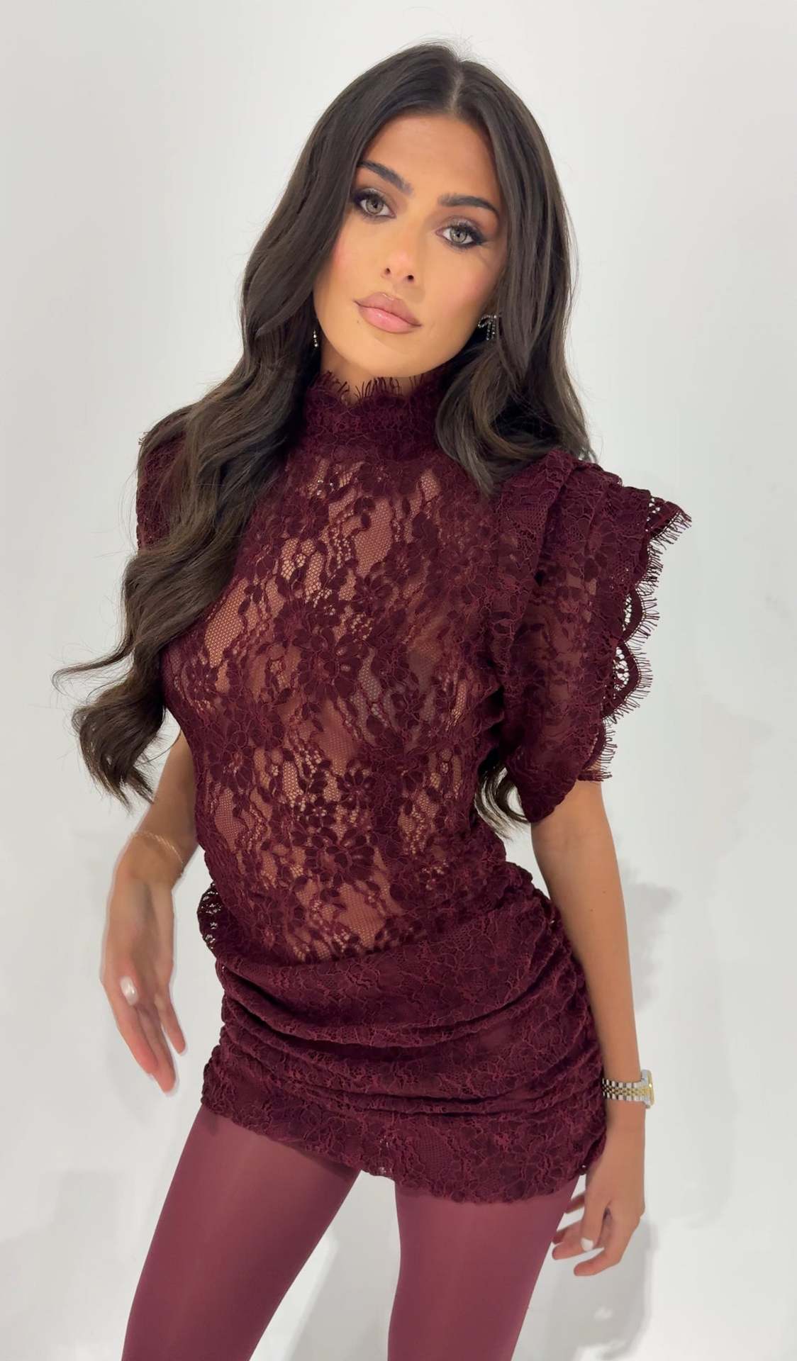 Classic Fashionable Lace Sheath Pleated Sexy Dress