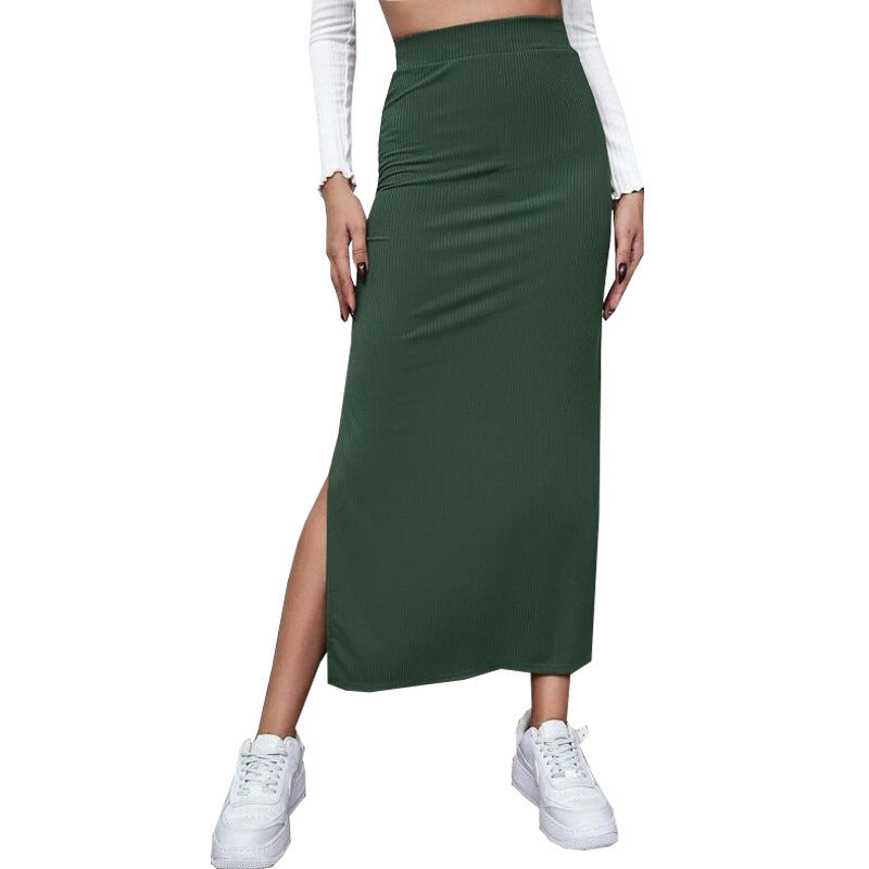 Women's Autumn Solid Color Hip Split Dress Skirt