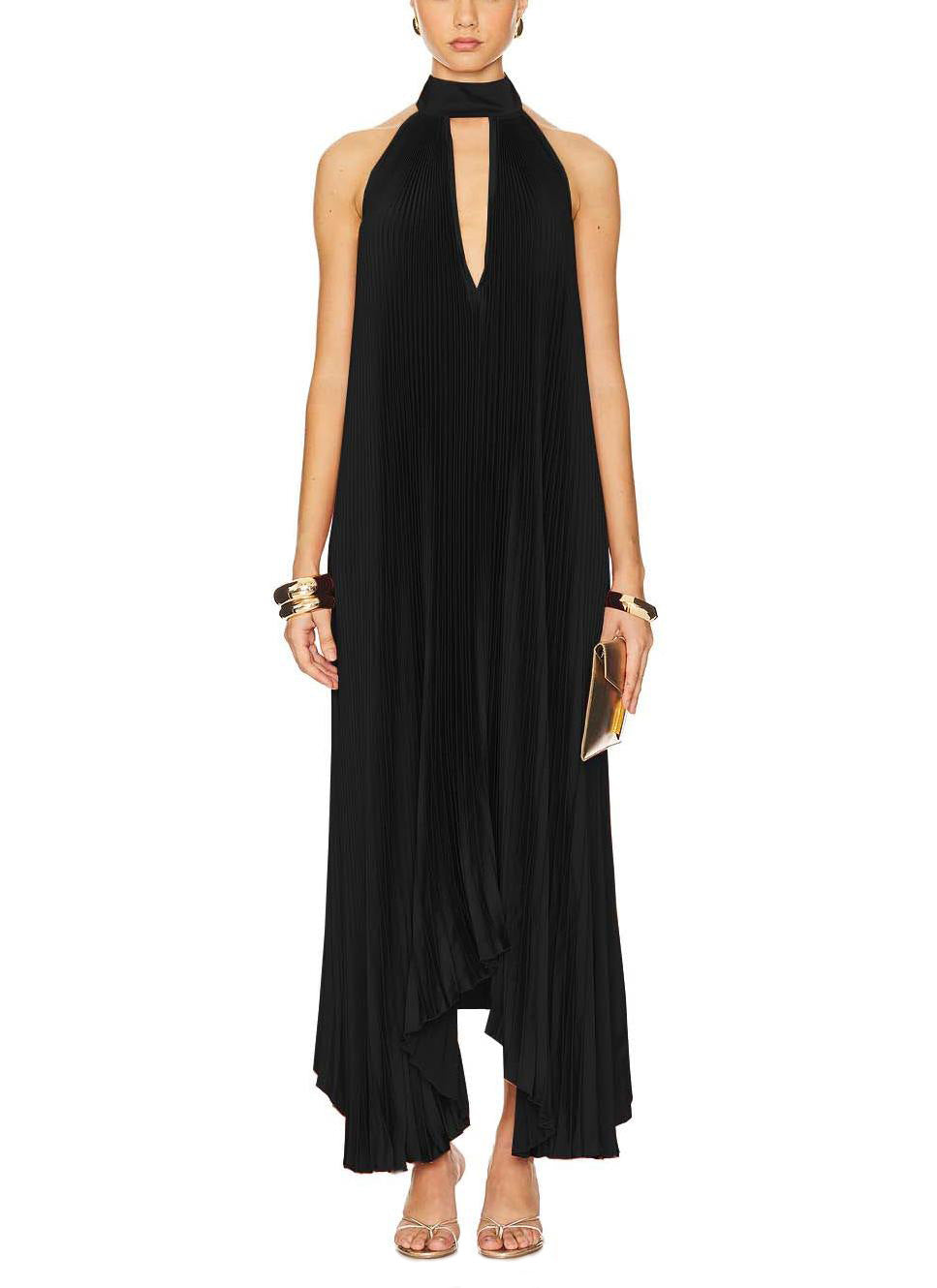 Summer Fashion Sexy Loose Casual Pleated Backless Lace Dress