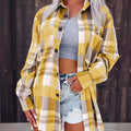 Attractive Glamorous Women's Plaid Long-sleeved Lapel Blouse