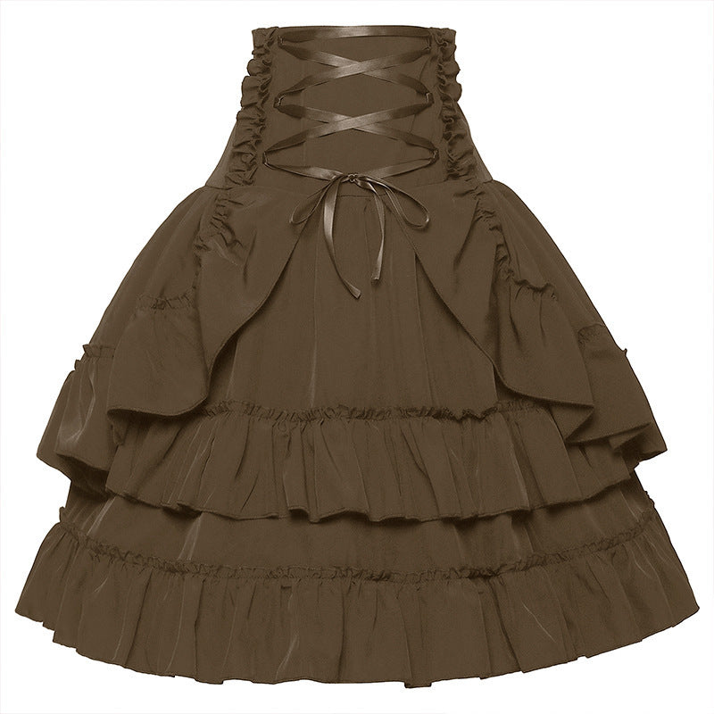 Women's Retro Style Nipped Waist Solid Color Activity Skirts
