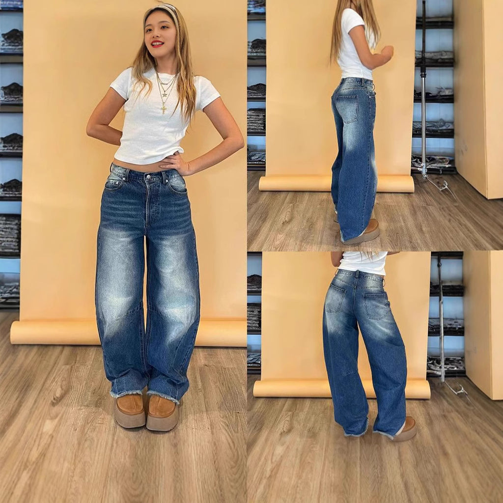 Creative Women's Retro Trousers Loose Straight Women's Jeans