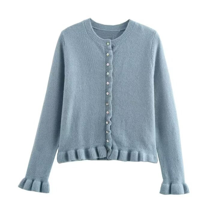 Glamorous Women's French Laminated Decoration Knitted Blouse