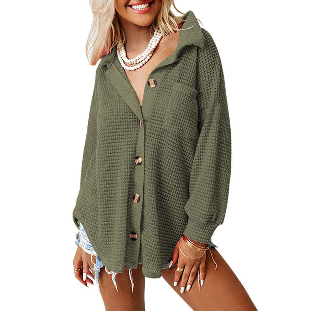 Women's Loose Waffle Leisure Commute Shirt Blouse