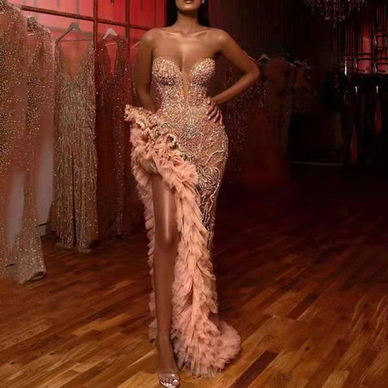 Women's Spring Sexy Sequined Tube With Tassel Clothing