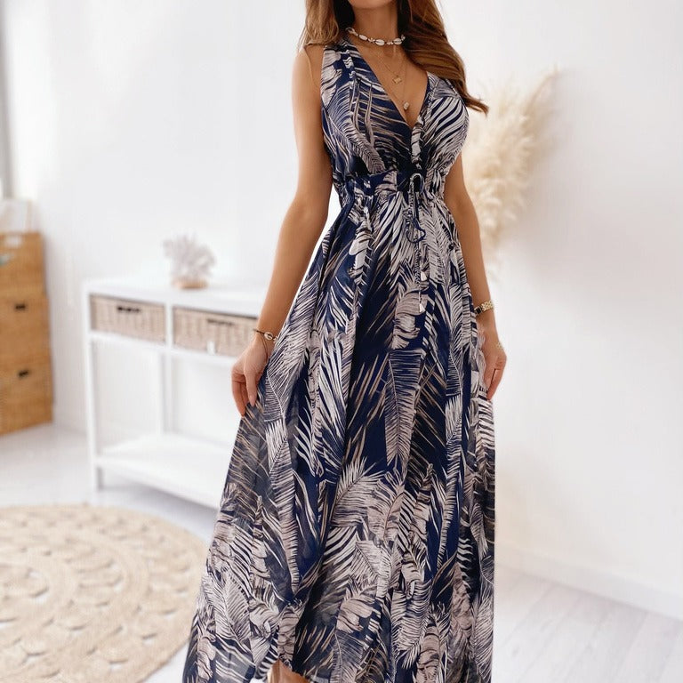 Classic Graceful Women's Summer Print Tied Clothing