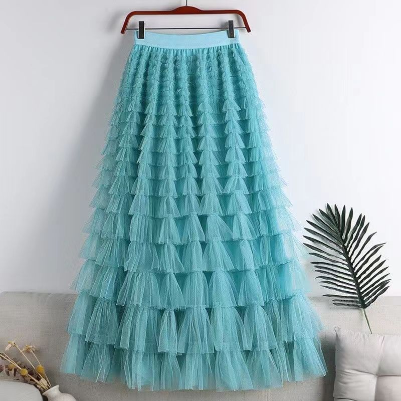 Charming Mesh Stitching Cake Dress Long Skirt
