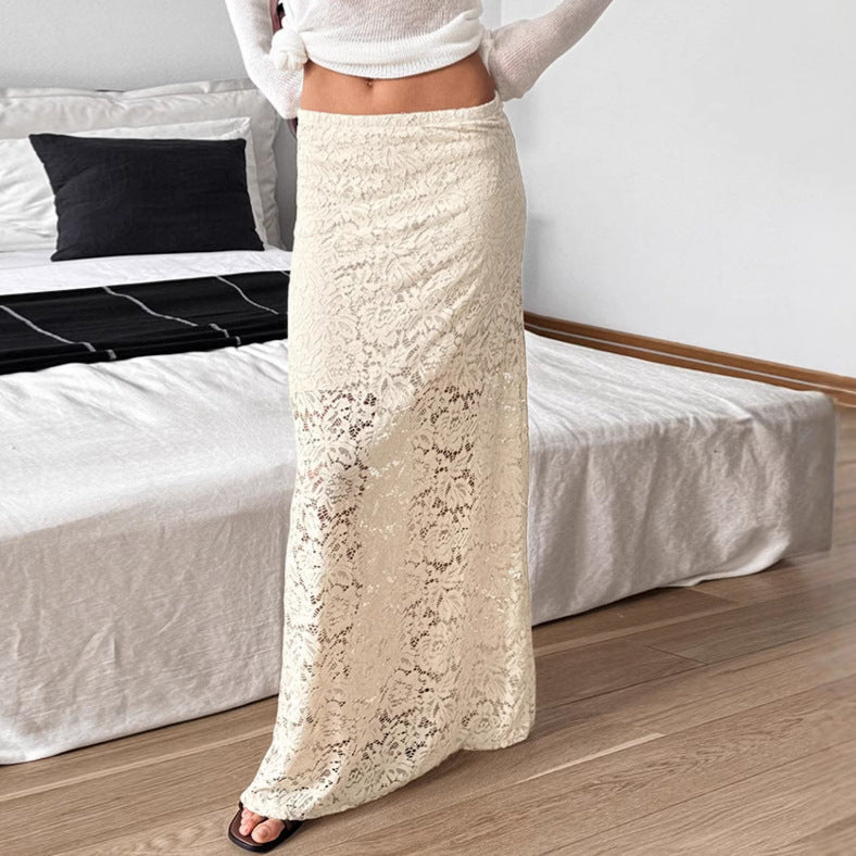 Apricot Jacquard Sexy Cotton Lace Fashion Skirts