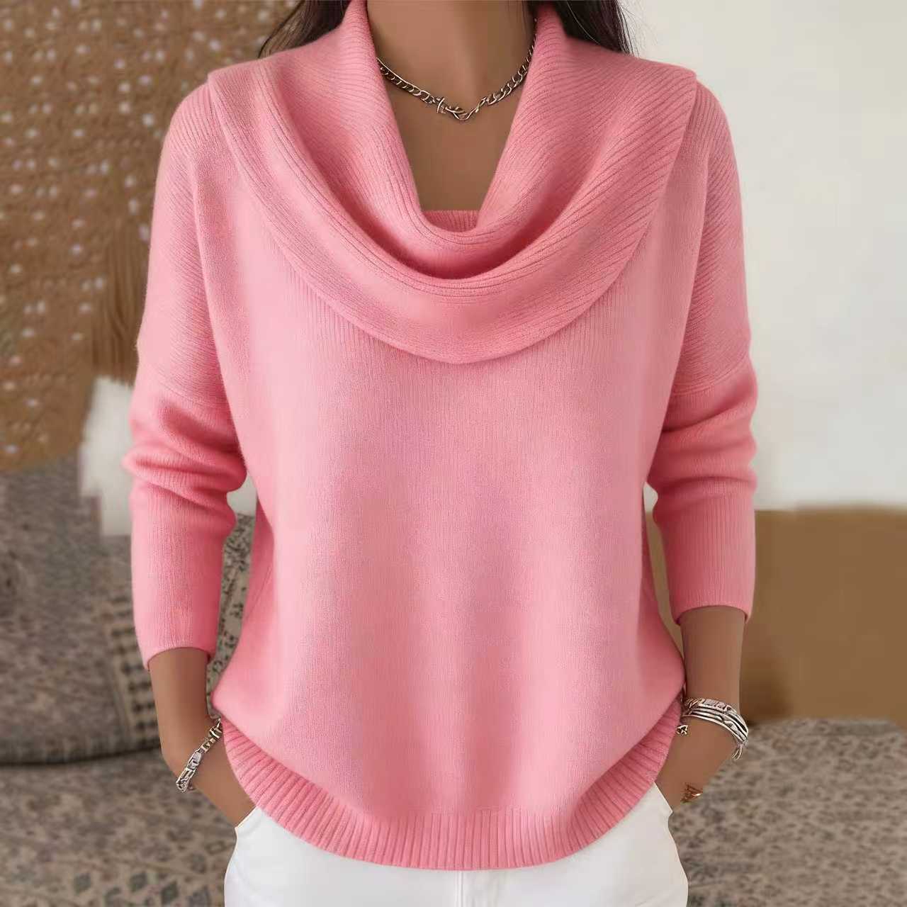 Cool Innovative Women's Solid Color Long-sleeved Sweaters