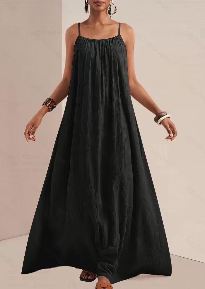 Summer Fashion Elegant Solid Color Sling Large Dress