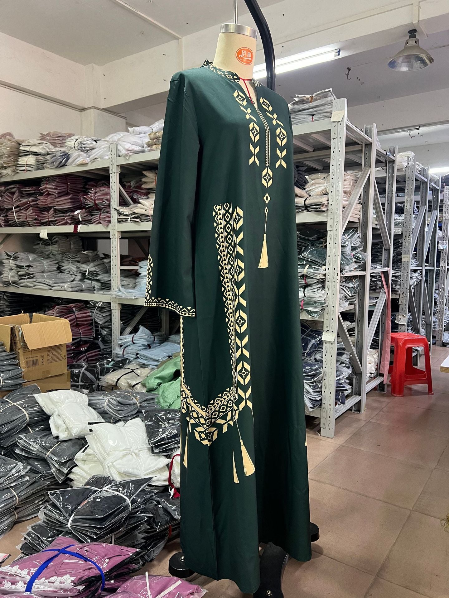Women's Muslim Printed Robe Arab Ethnic Print Dress