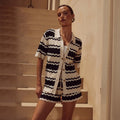 Women's Beach Striped Sexy Hollow Bikini Swimsuit Dress