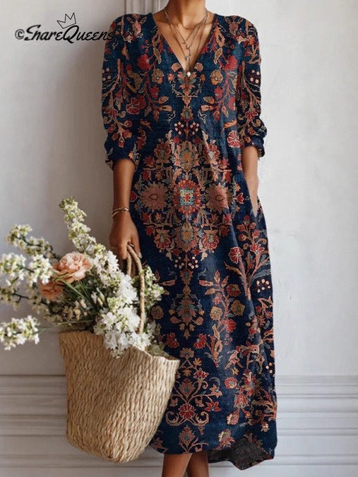 Women's Loose Fashion Long Sleeve Printed Jumpsuits