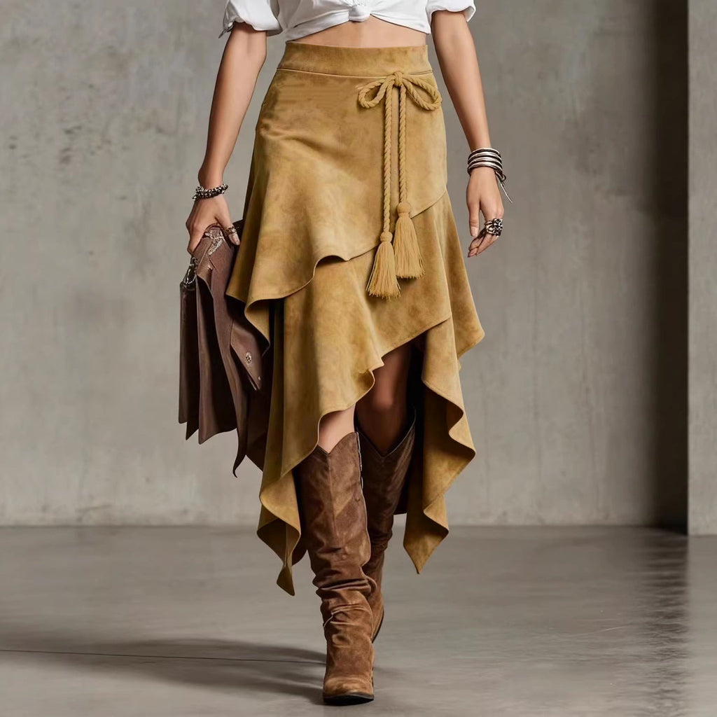 European Retro Western Style Irregular Design Skirts