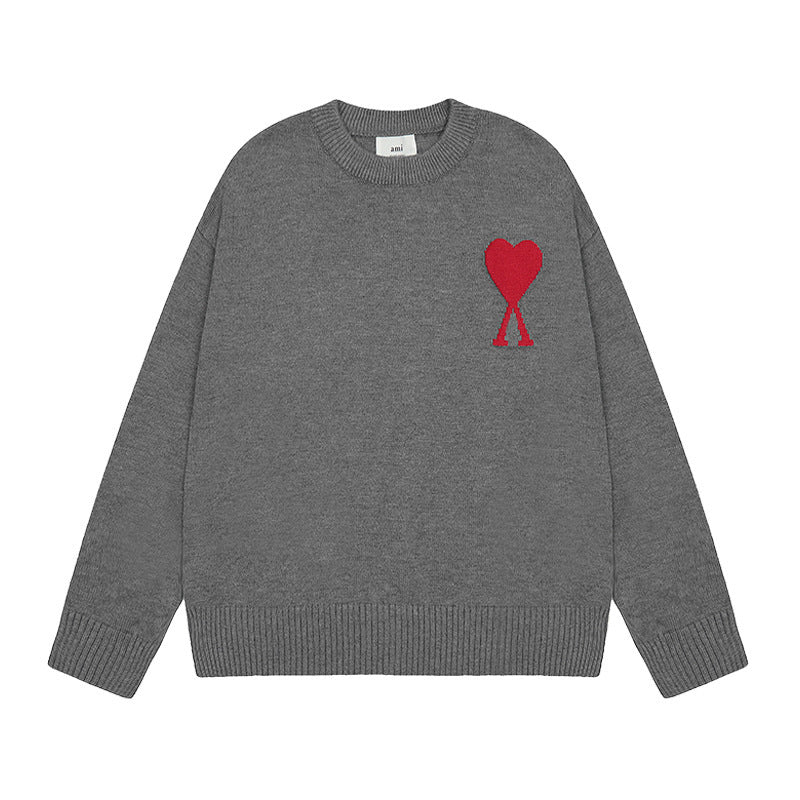 Round Neck Small Love Fashion Female Couple Loose Long Women's Sweater