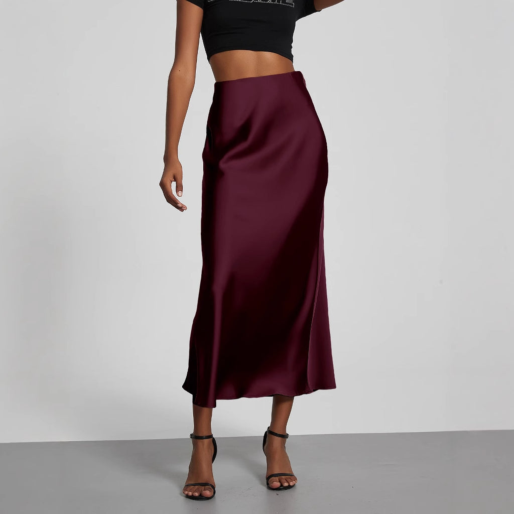 Classic Durable Slouchy Women's Elegant Satin Skirt