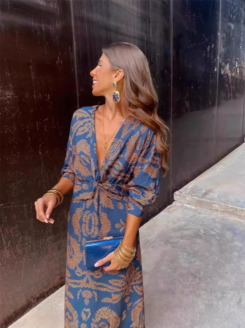 Innovative Charming Women's Autumn Print Mid-length Dress