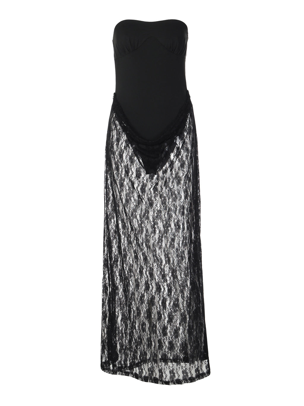 Women's Sexy Lace Tube Backless Mesh Solid Dress