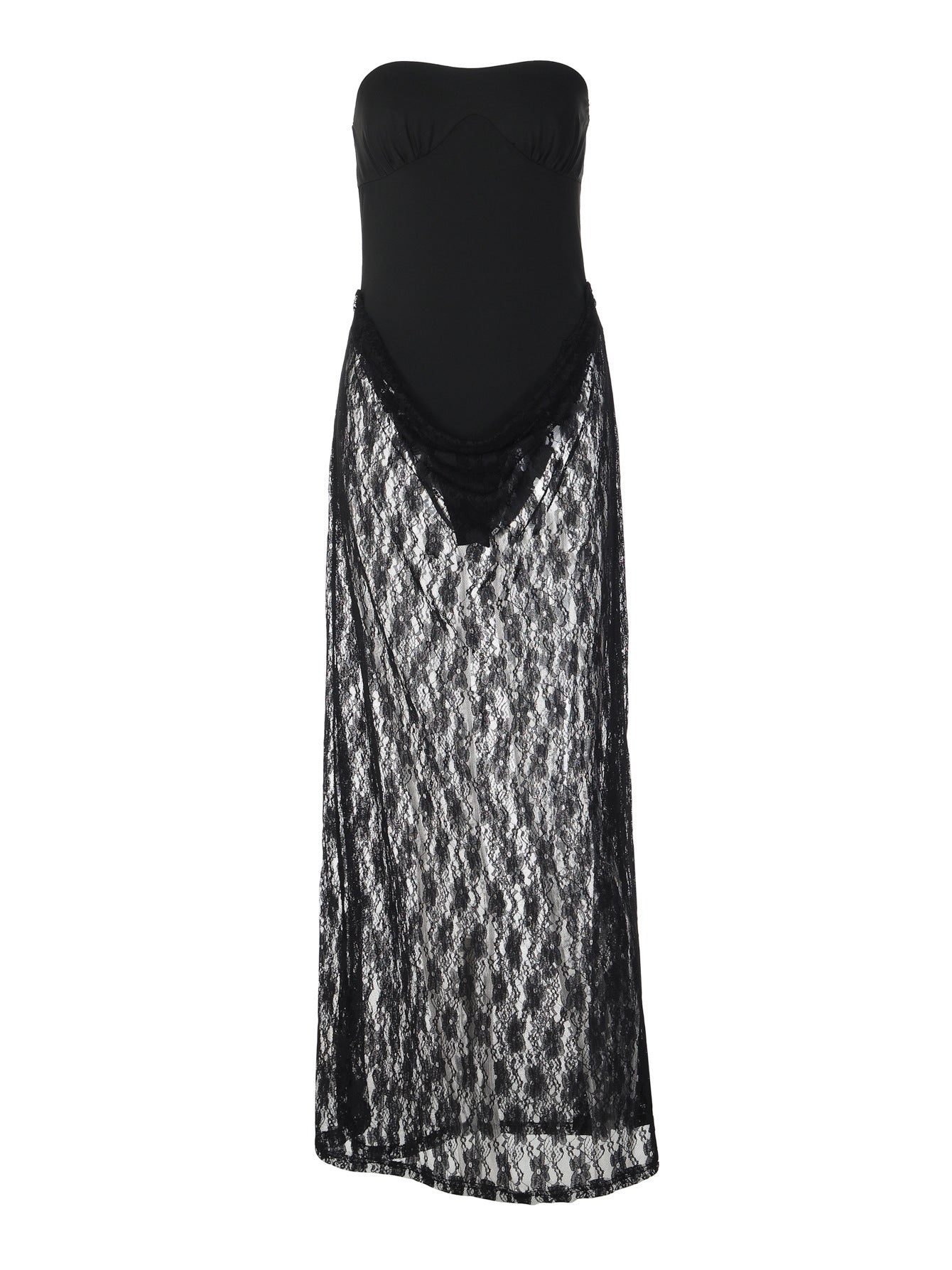 Women's Sexy Lace Tube Backless Mesh Solid Dress