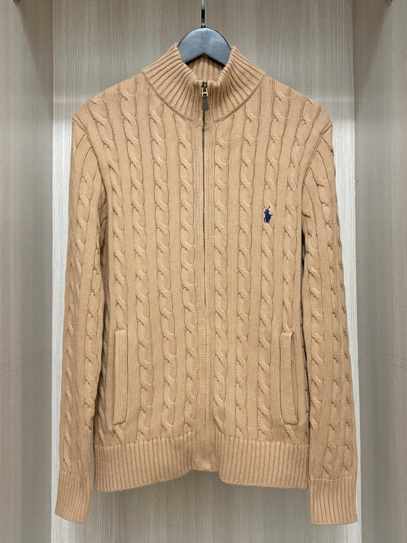 Women's & Men's Twist Knitted With Full Zipper Pony Women's Sweater