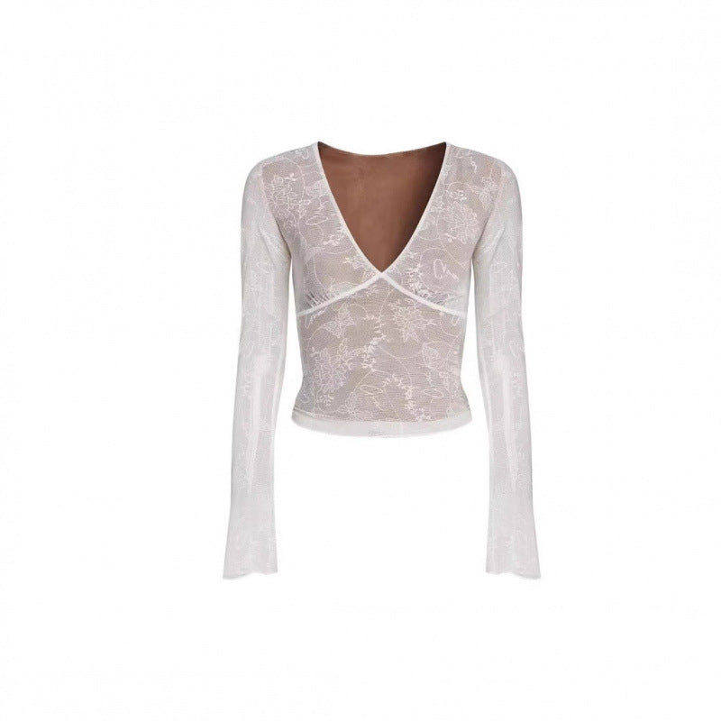 Hot Pure Lace Sexy Long Sleeve Design Tops