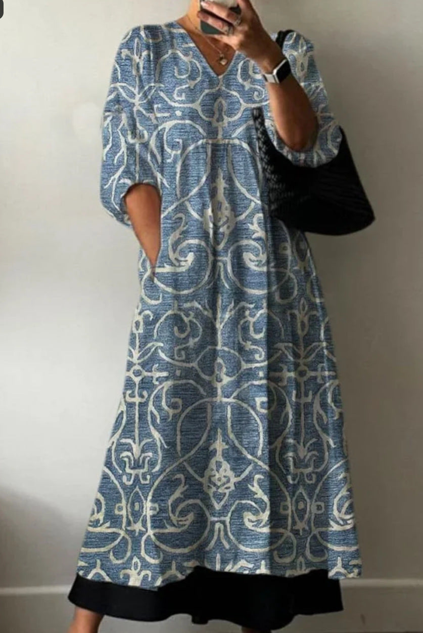 Women's Loose Fashion Long Sleeve Printed Dress