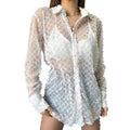 Women's Casual Fashionable Outerwear Mesh Shirt Color Blouse