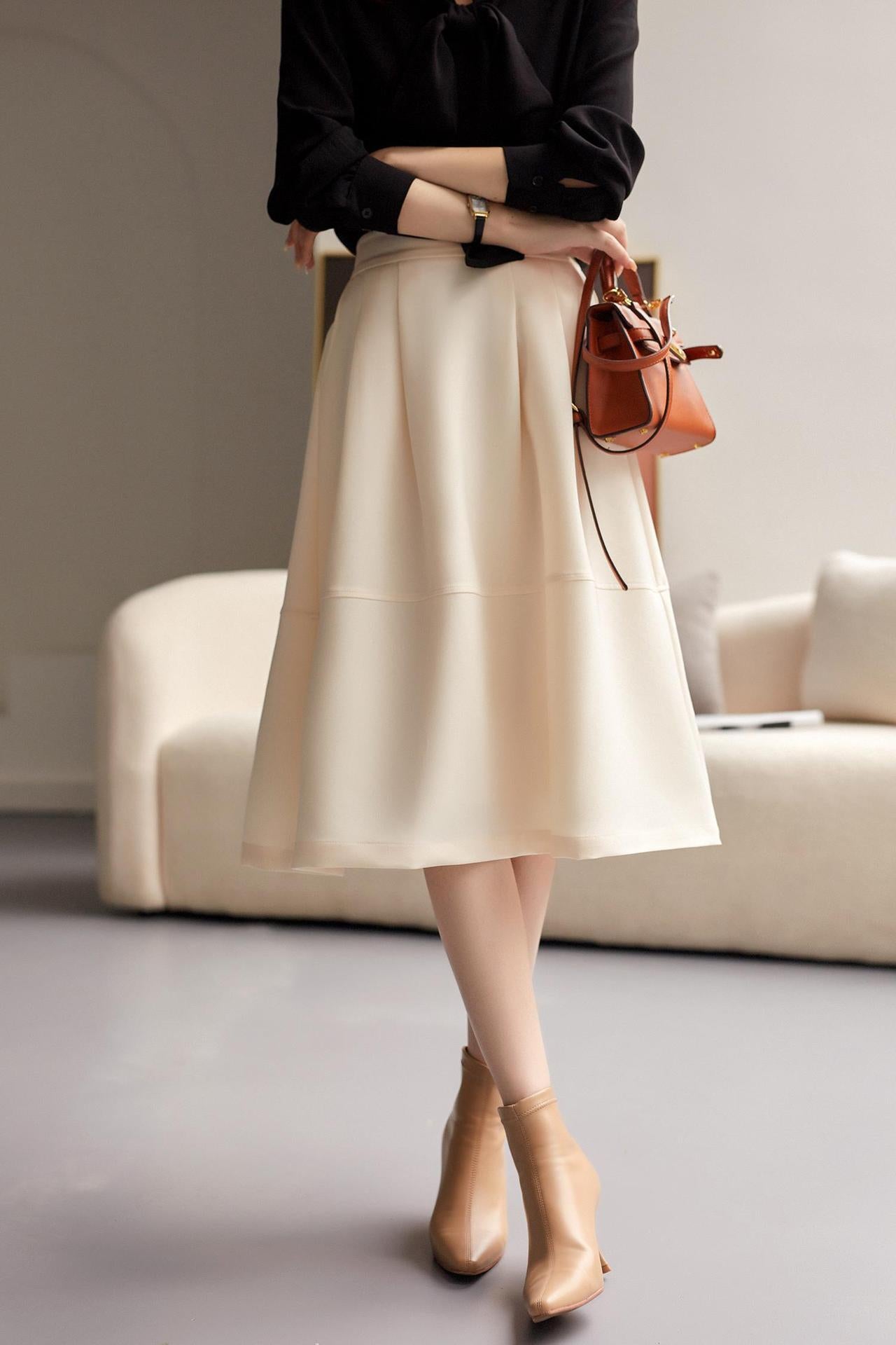 Original Single Hepburn Style High Waist A- Line Slimming Skirt