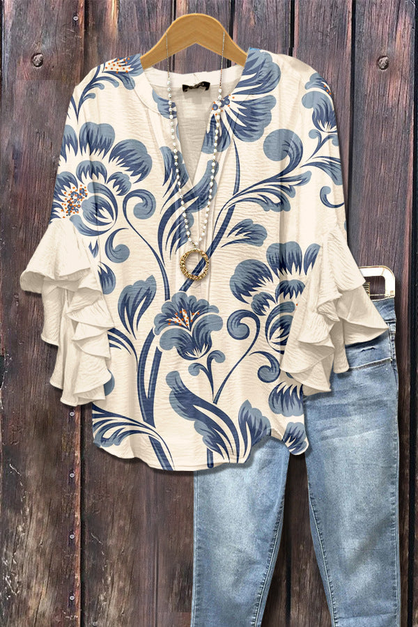 Women's Element Printing Digital Casual Trend Lotus Women's T-shirt