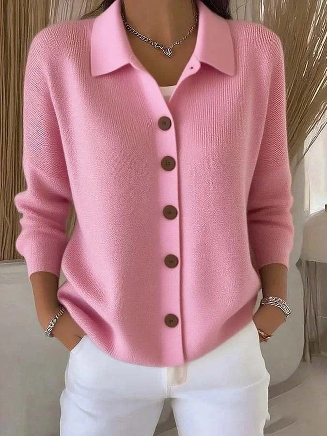 Women's Knitted Lapel Solid Color Casual Fashion Women's Sweater