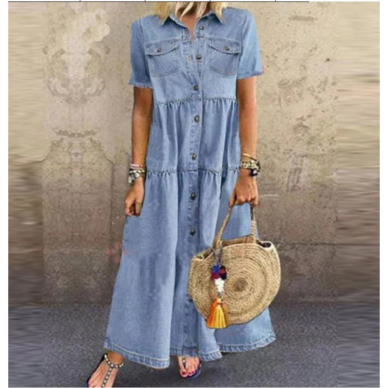 Casual Attractive Denim Style Long Distressed Dress