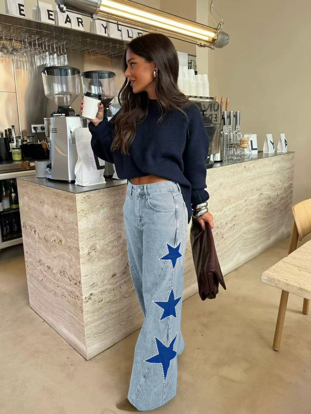 Women's Casual Five-pointed Star Loose Denim Trousers Women's Jeans