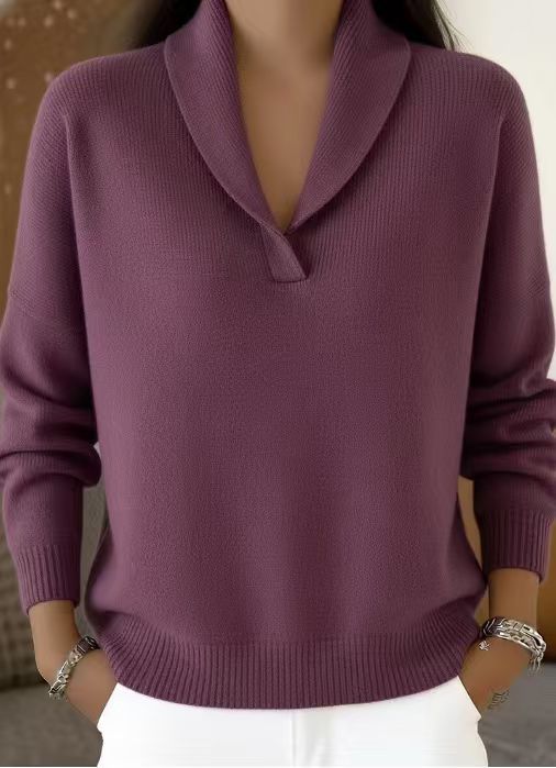Fashion Long Sleeve Solid Color Pullover Women's T-shirt