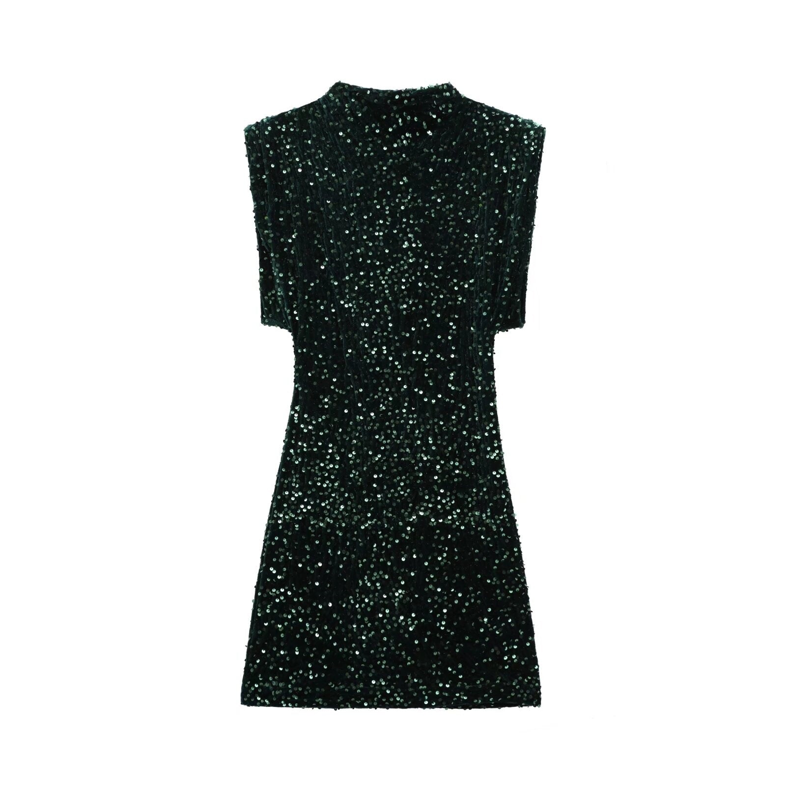 Winter Fashion French Strap Padded Shoulder Beads Dress