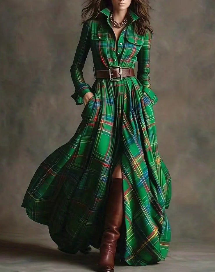 Women's Large French Retro Grid Slim Irregular Skirts