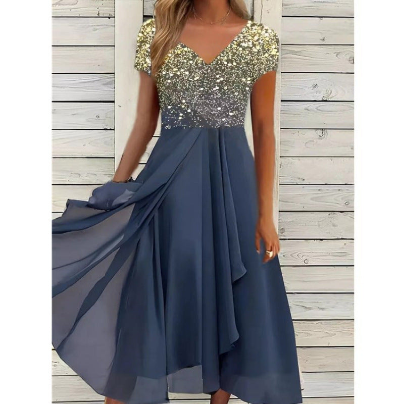Women's Summer Urban Casual Fashion Chiffon Stitching Dress