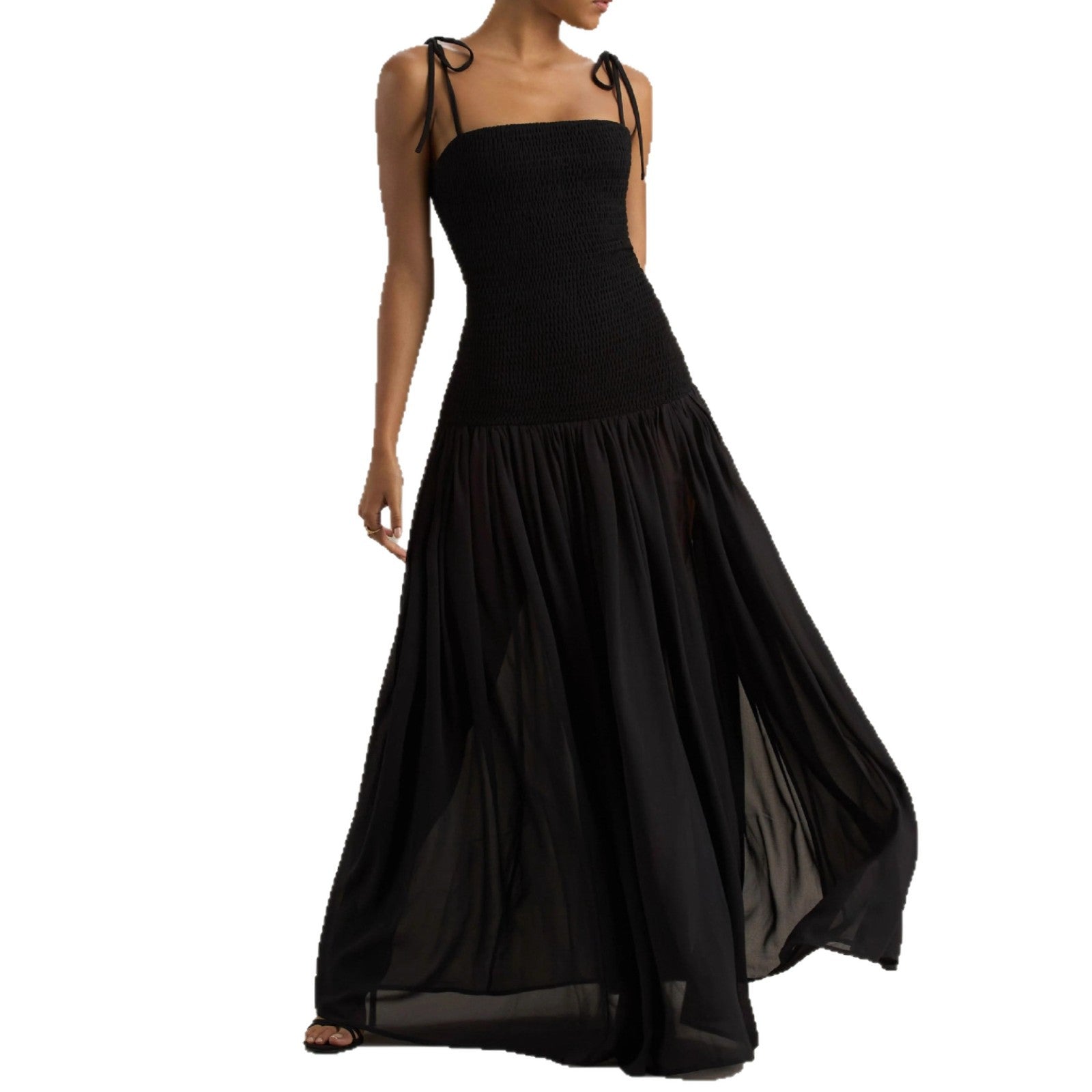 Women's Spring Solid Color Sleeveless Sling Pleated Dress