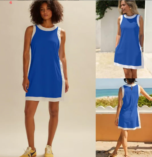 Women's Summer Casual Multicolor Round Neck Sleeveless Suits