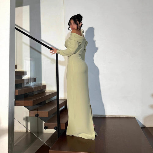 Elegant Sexy Sheath Halter Long Sleeve Dress