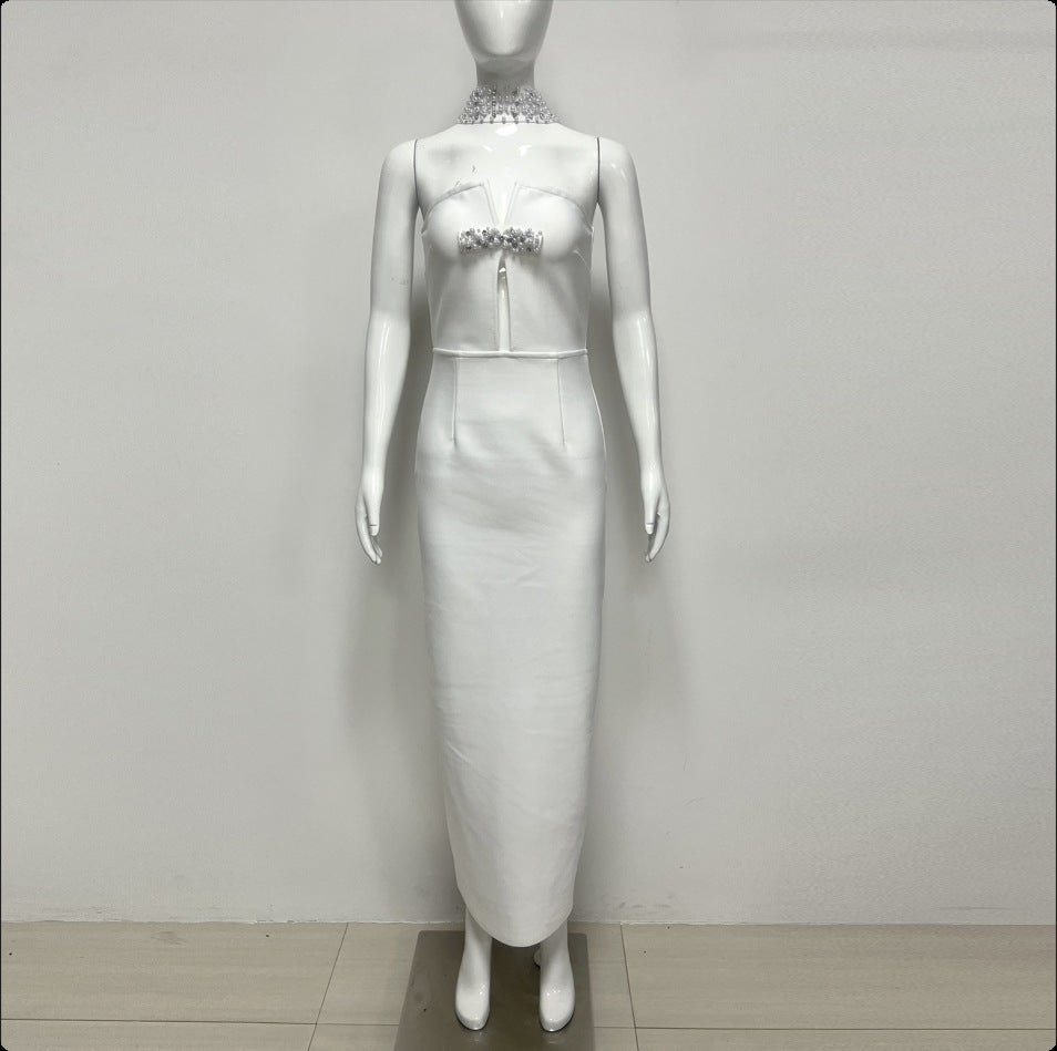 Women's Sexy Tube Rhinestone Fashionable With Bandage Dress