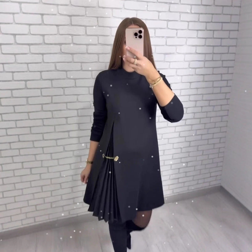 Popular Women's Autumn Long Elegant Stitching Dress