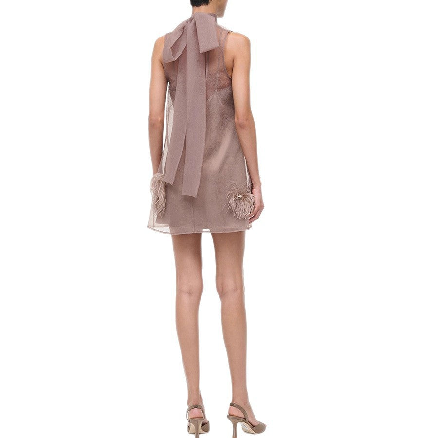 Women's Lace Up Sleeveless Party Casual Zipper Dress
